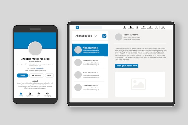 Flat design linkedin mockup