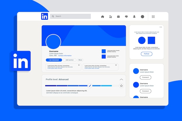 Flat design linkedin mockup