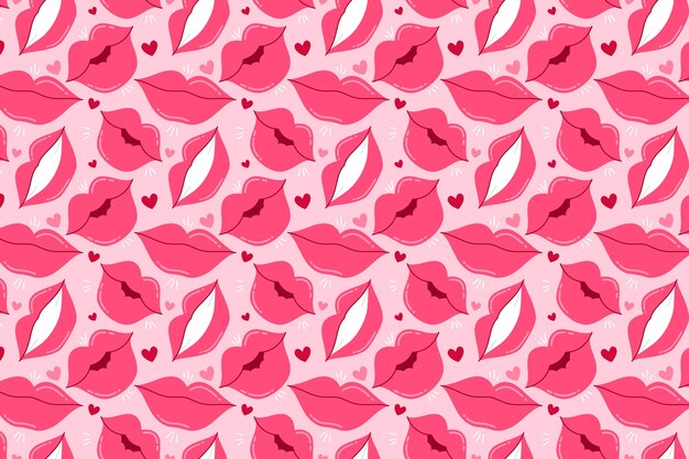 Flat design lips pattern background