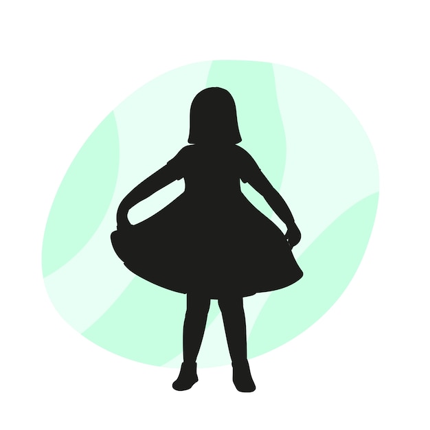 Flat design little girl silhouette