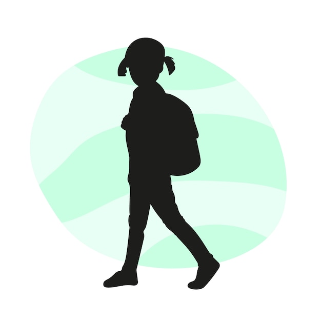 Flat design little girl silhouette