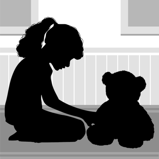 Free vector flat design little girl silhouette