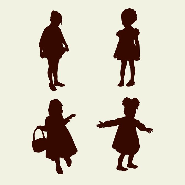 Flat design little girl silhouette