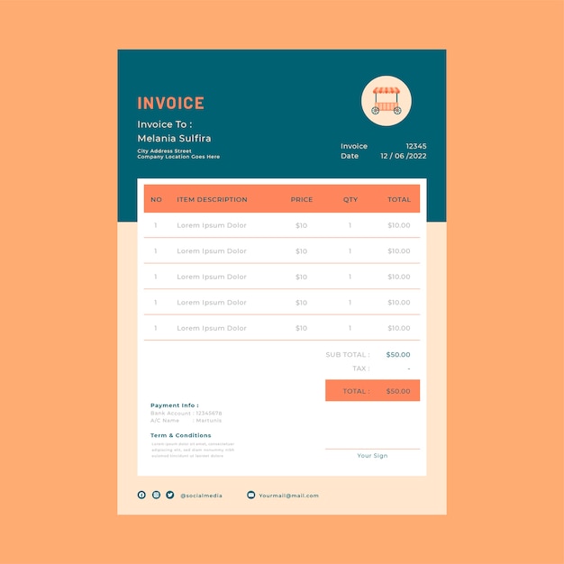 Flat design local market invoice