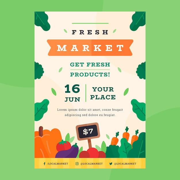 Free Vector flat design local market poster template