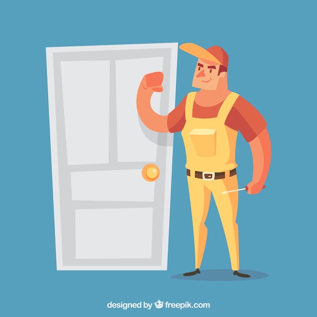 Flat design locksmith character