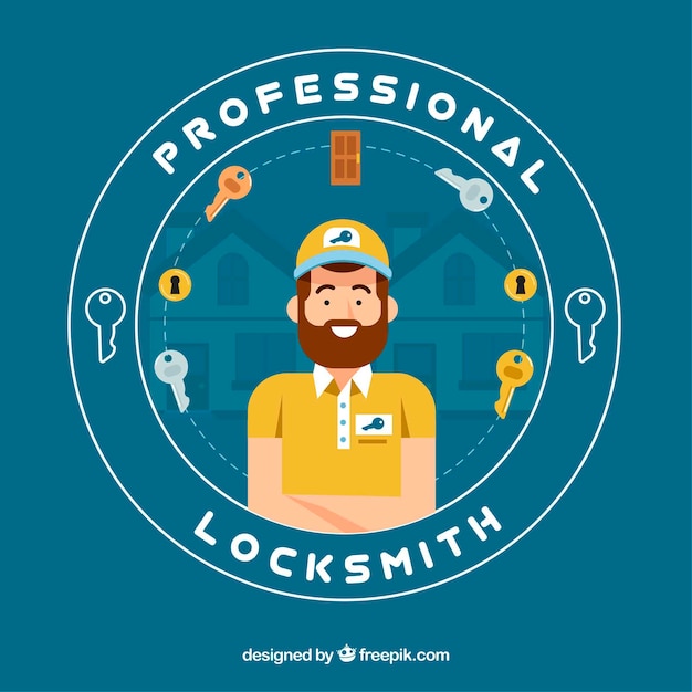 Flat design locksmith character