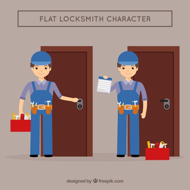 Flat design locksmith character