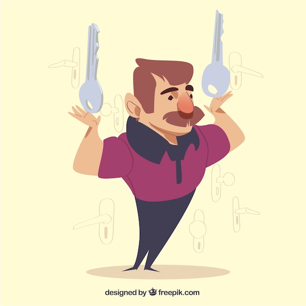 Flat design locksmith character