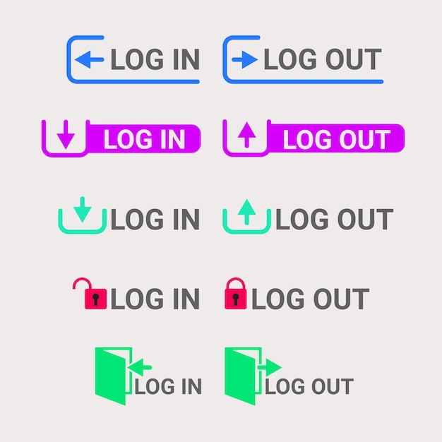 Flat design login and logout buttons icons