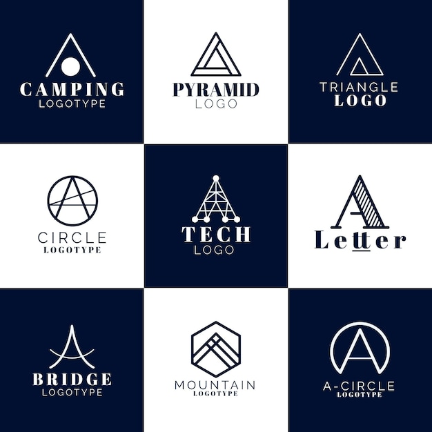 Flat design a logo templates pack