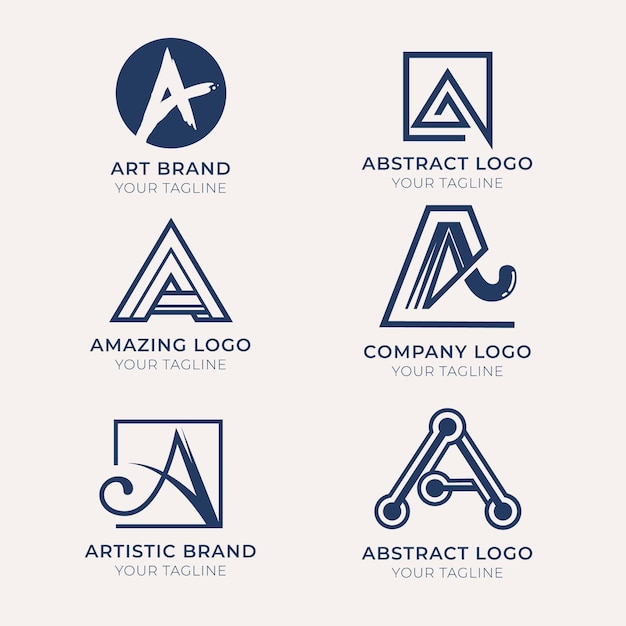 Free vector flat design a logo templates set