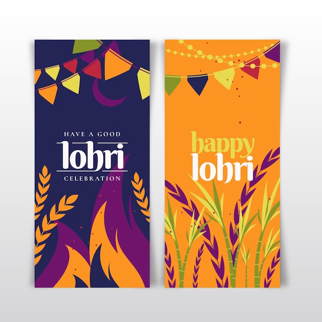 Flat design lohri vertical banners