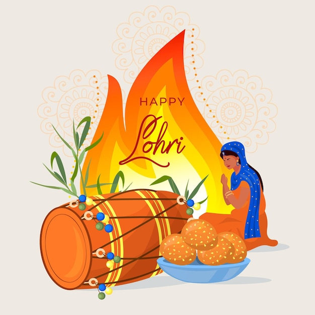 Flat design lohri