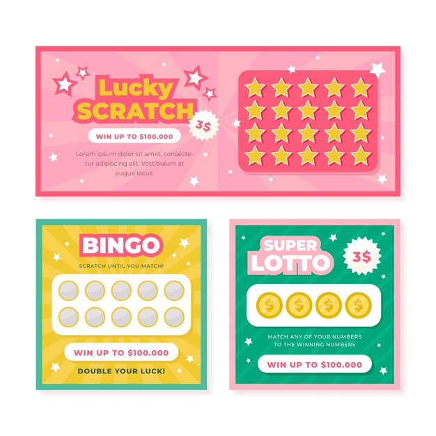 Flat design lottery ticket bundle