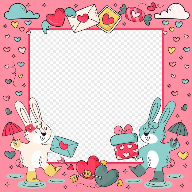 Flat design love photo frame template