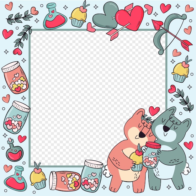 Flat design love photo frame template