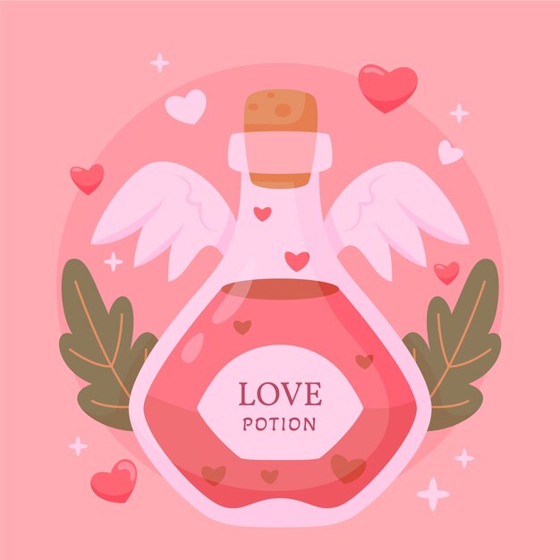 Flat design love potion illustration