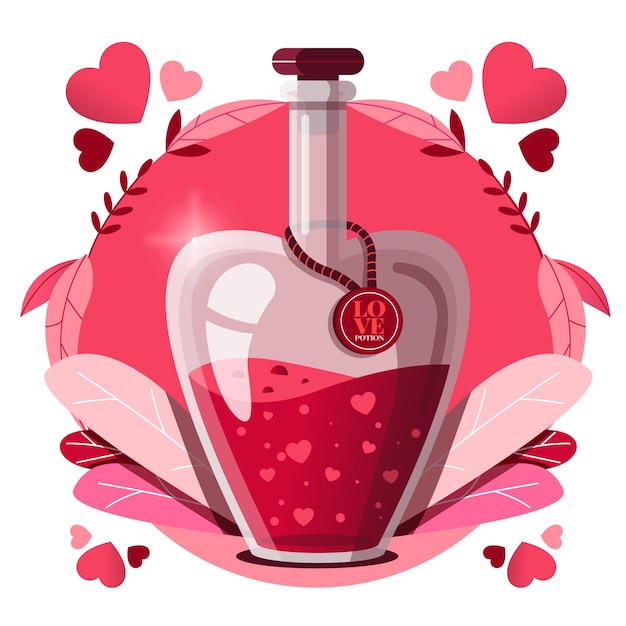 Flat design love potion illustration