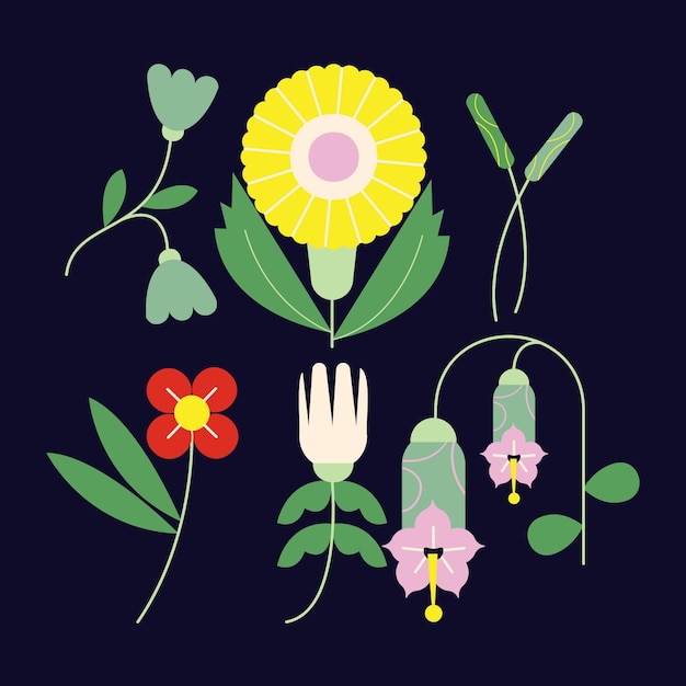 Free Vector flat design lovely spring flower pack