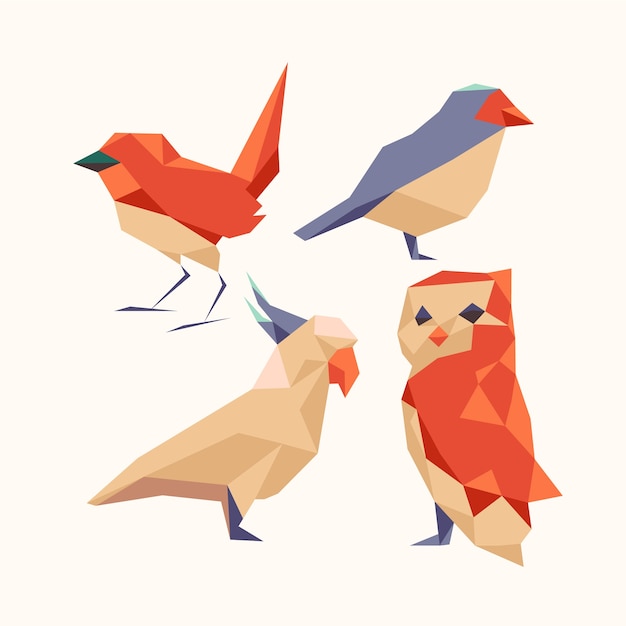 Free Vector flat design low poly animals elements