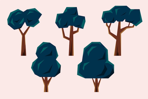 Free Vector flat design low poly landscape illustration