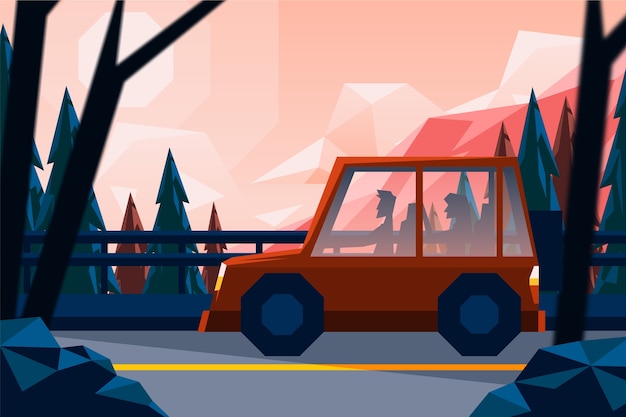 Free Vector flat design low poly landscape illustration