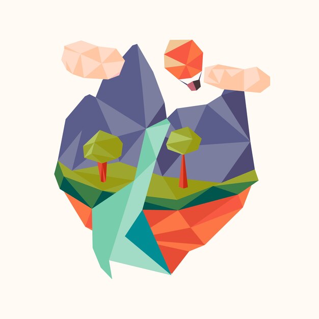 Flat design low poly landscape