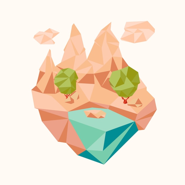 Free Vector flat design low poly landscape