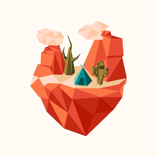 Free Vector flat design low poly landscape