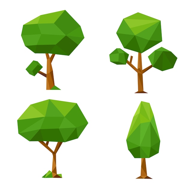 Free Vector flat design low poly nature elements