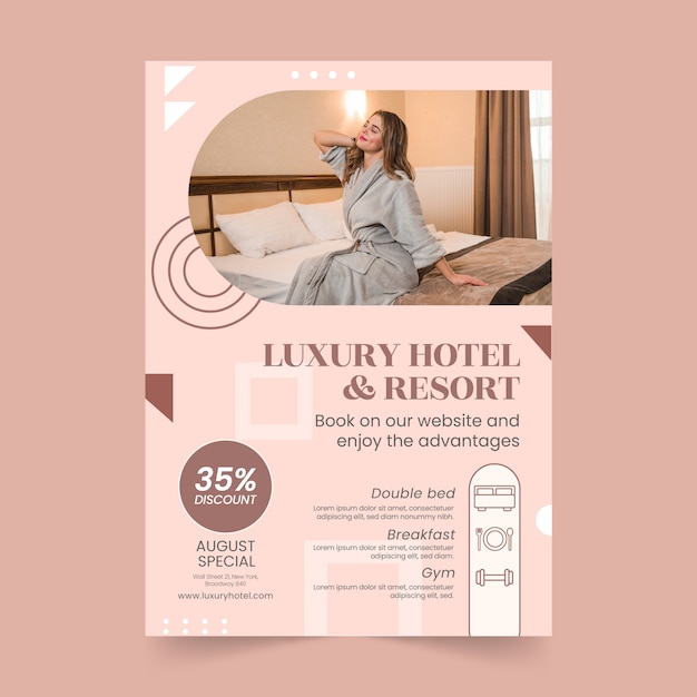 Flat design luxury hotel poster template