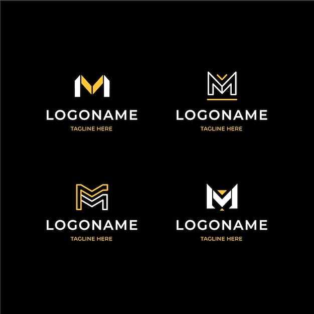 Free vector flat design m logo collection