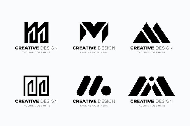 Flat design m logo template collection