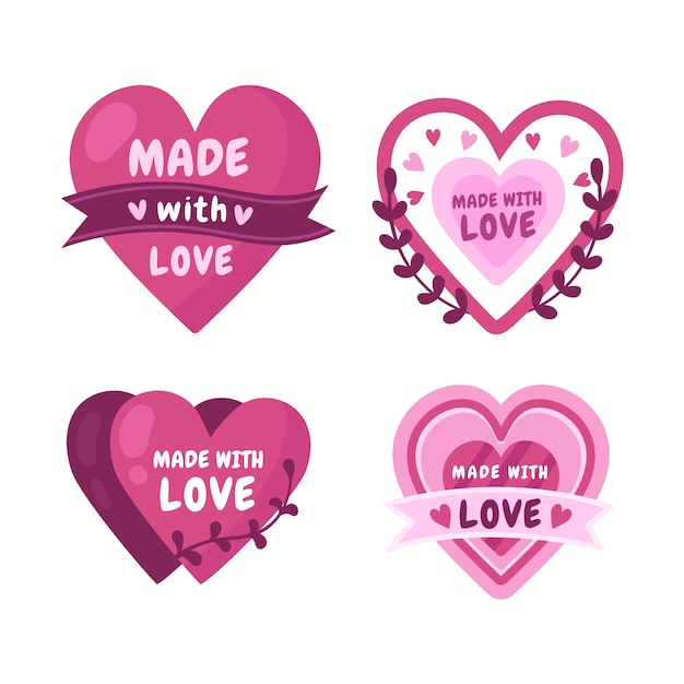 Flat design made with love badges