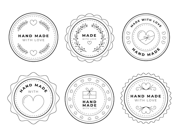 Flat design made with love label pack