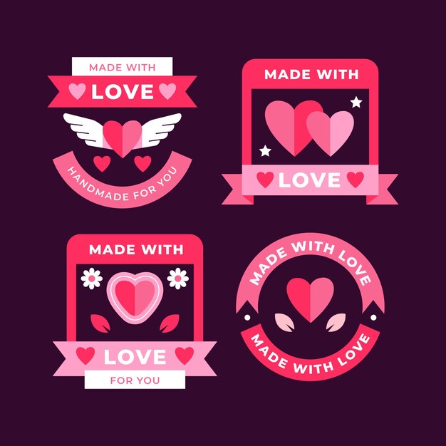 Flat design made with love labels