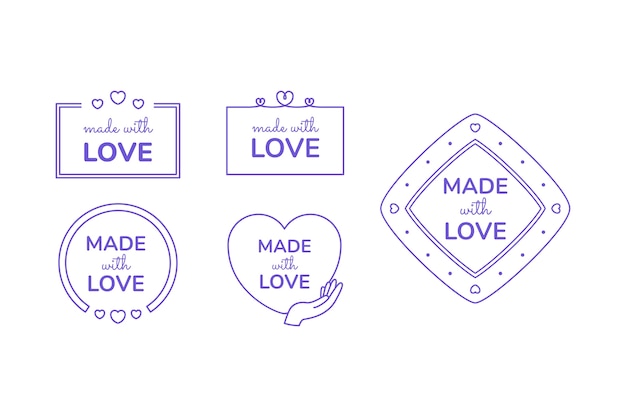 Flat design made with love labels