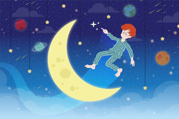 Flat design magical dreams illustration