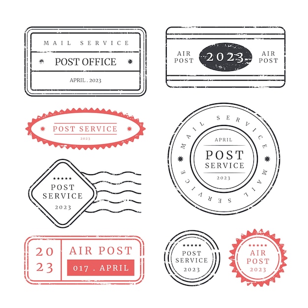 Flat design mail stamp set