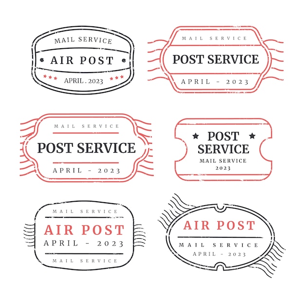 Flat design mail stamp set