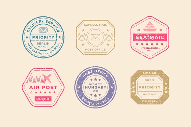 Free Vector flat design mail stamp