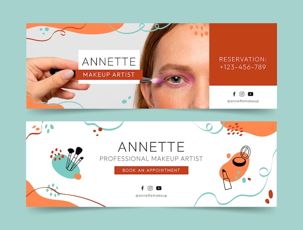 Free Vector flat design make up artist banner set