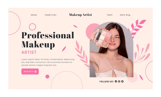 Flat design makeup artist landing page