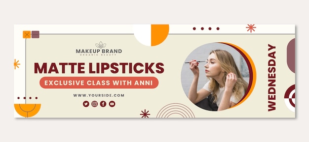 Flat design makeup artist twitter header