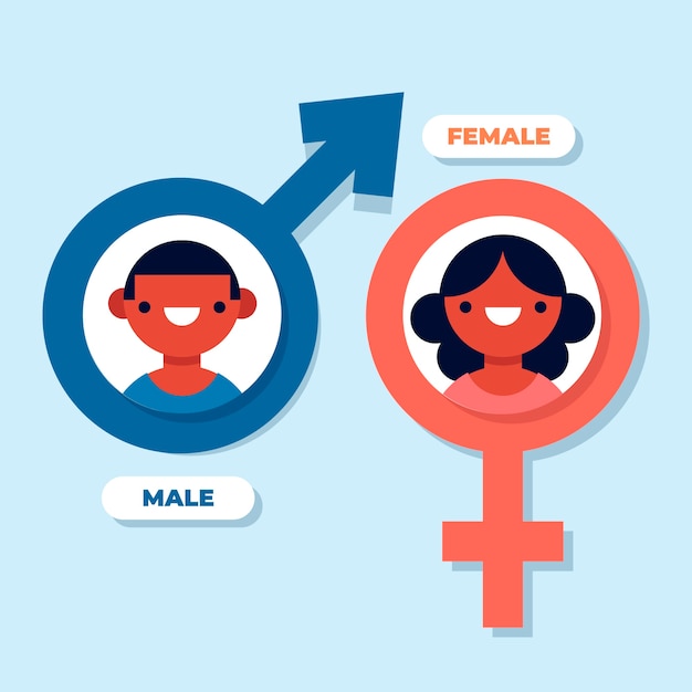 Flat design male female symbols