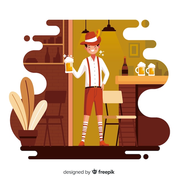 Free Vector flat design man celebrating oktoberfest