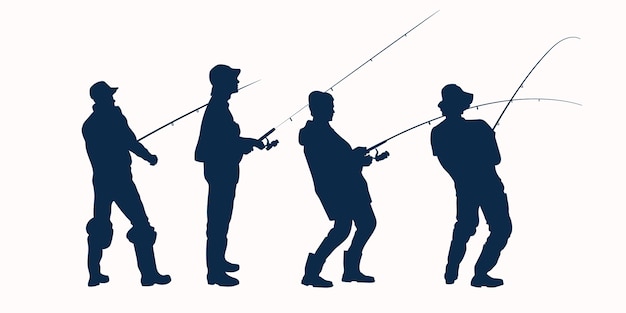 Flat design man fishing silhouette