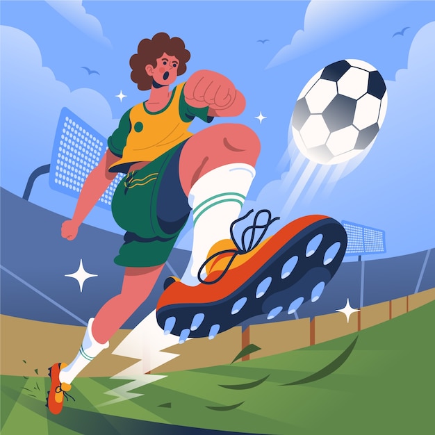 Flat design man playing football