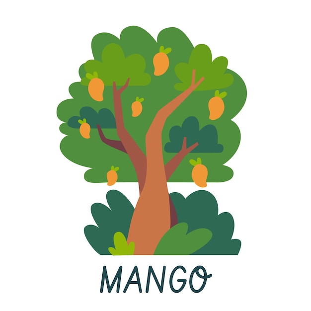 Free Vector flat design mango tree logo template